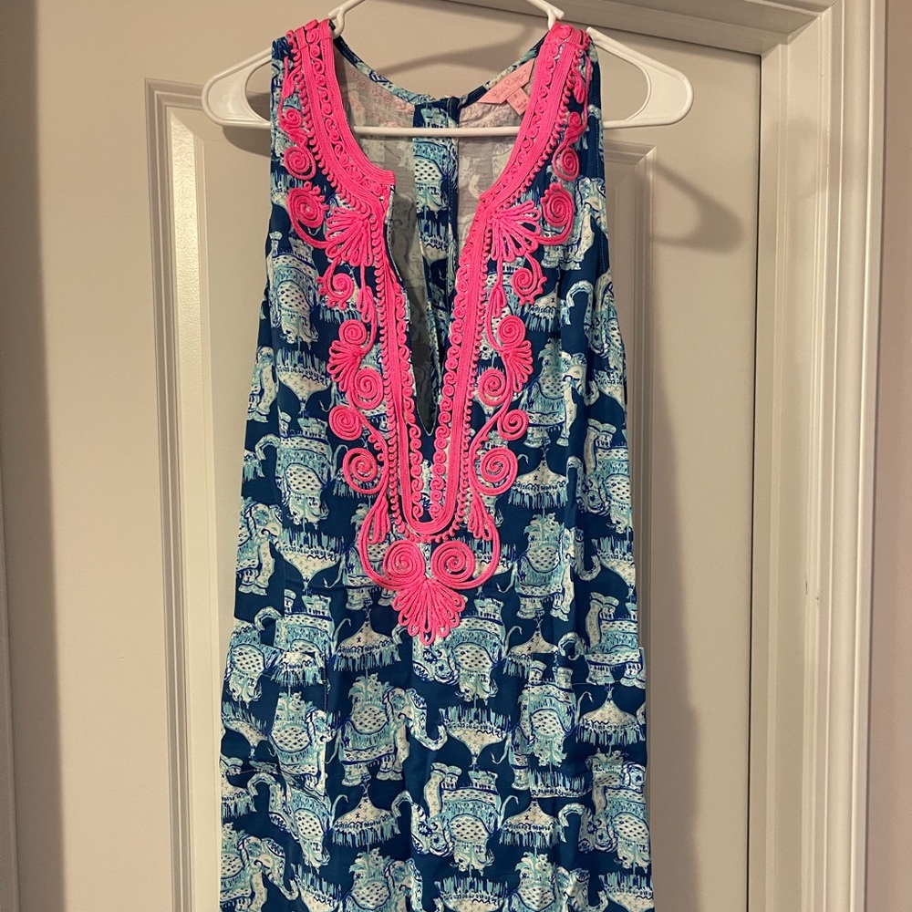Size 8 blue and pink elephant Lilly Pulitzer shift dress